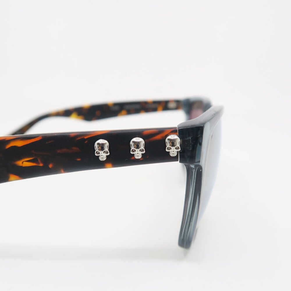 John Varvatos SJV554 56mm Blue Crystal Mirror with Skulls, New Men's Sunglasses. - Picture 5 of 10